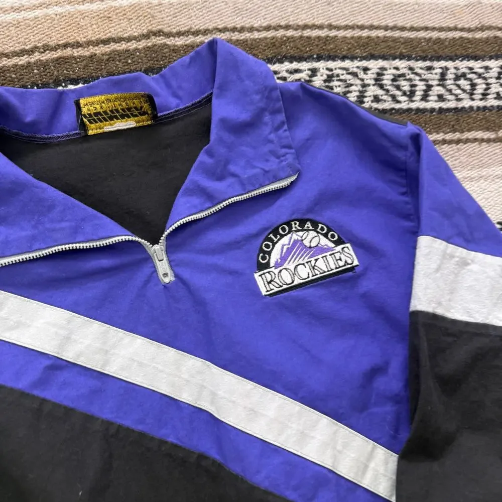 Youth Kids Vintage 90's Colorado Rockies Pullover 1/4 Zip Windbreaker Jacket S